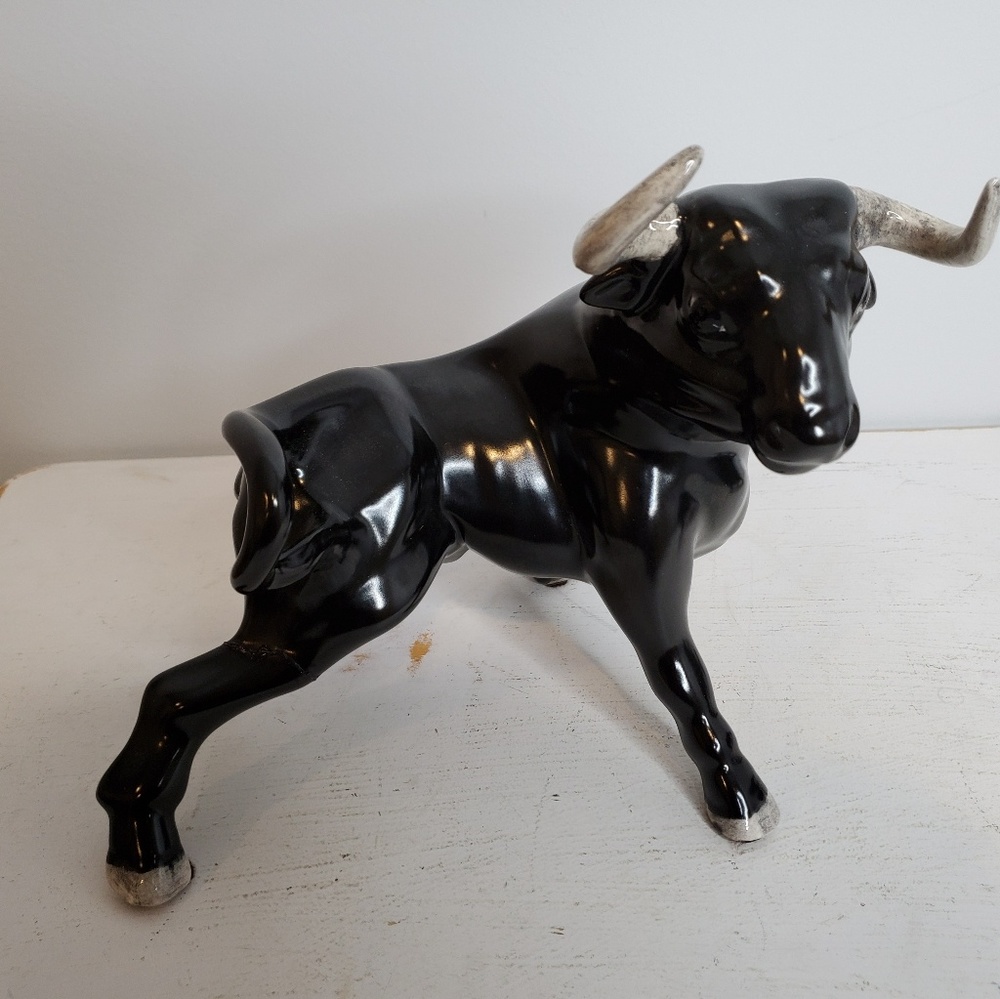 Vintage Ceramic Chocolate Brown Fighting Bulls - Picture 5 of 8